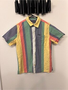 Barbour Multicolor Vertical Stripe Short Sleeve Shirt (Yellow, Green, Red, Gray)
